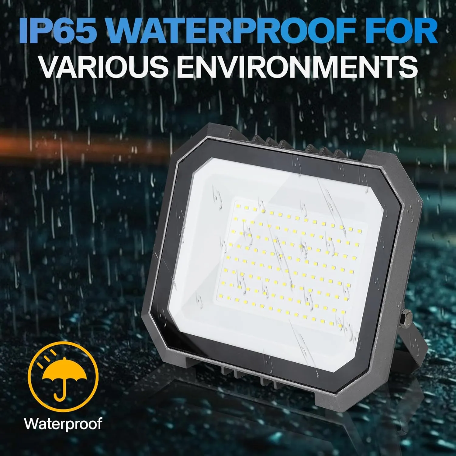 1 Pack LED Flood Lights Outdoor, 100W 10000LM Super Bright Floodlight Outside Work Light with 5.9FT Plug, IP65 Waterproof 6000K Outdoor LED Flood Light for Garage, Yard, Lawn, Garden