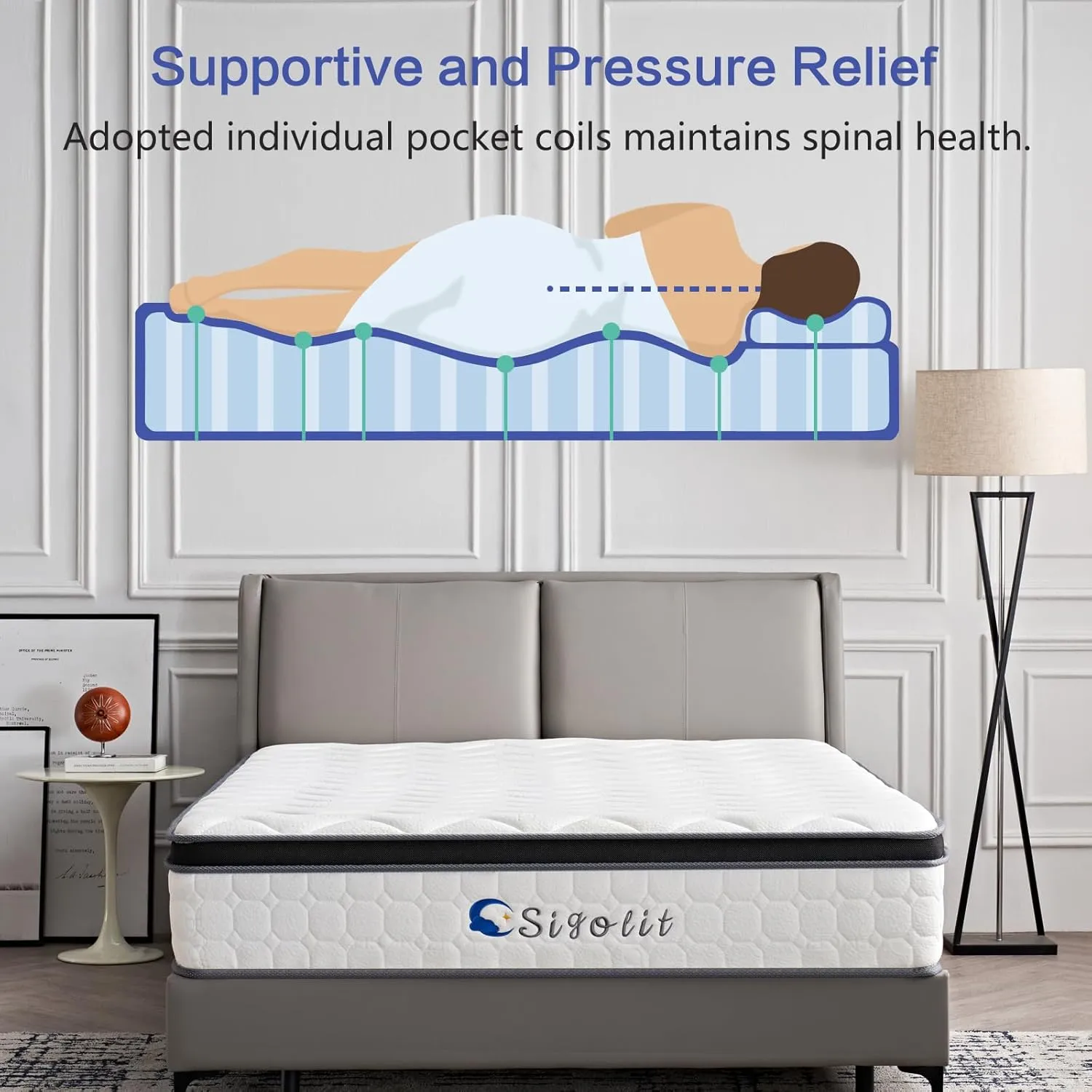 10 Inch Queen Size Hybrid Mattress - Medium Firm, Memory Foam & Pocket Springs, Motion Isolation, Edge Support, Pressure Relief, Ships Compressed