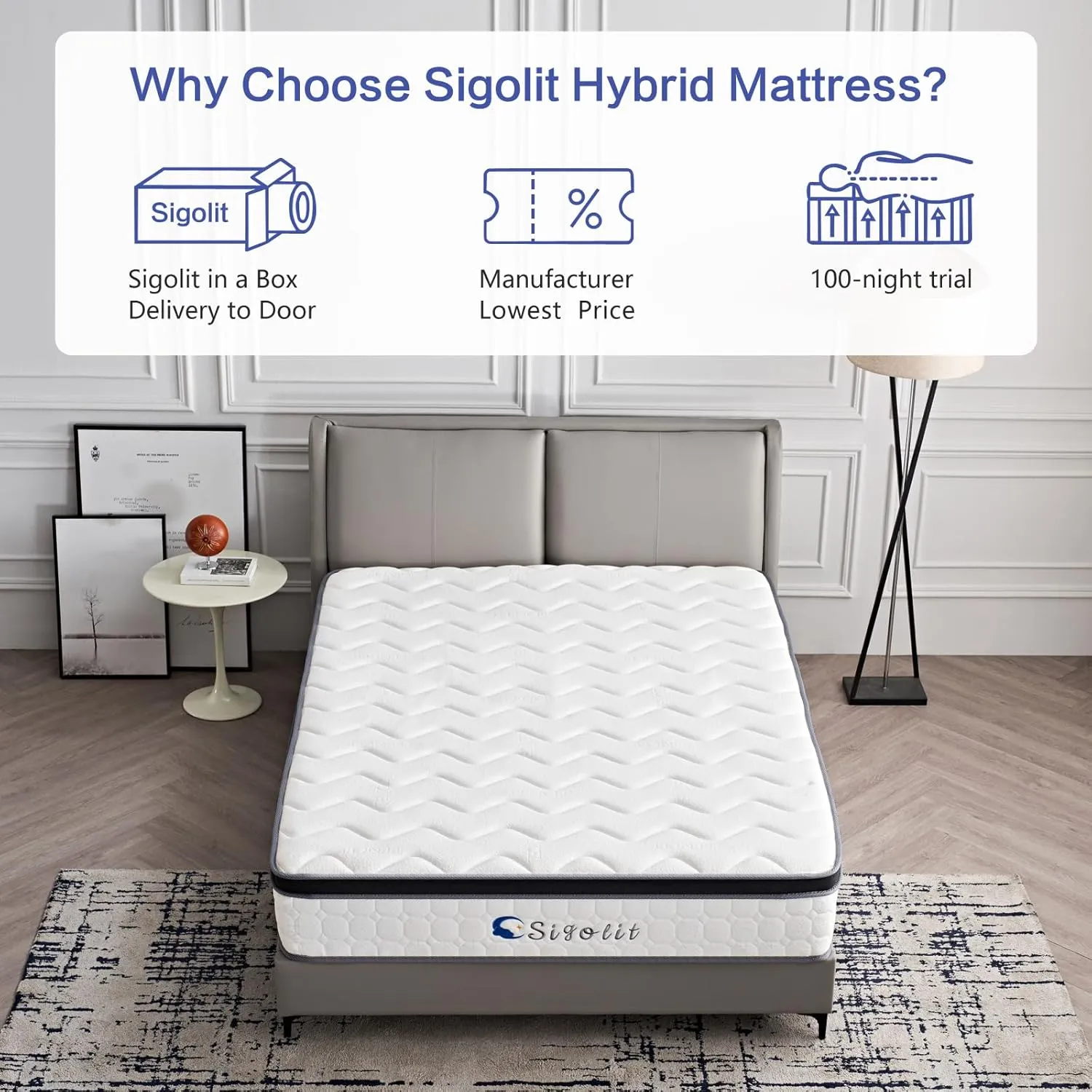 10 Inch Queen Size Hybrid Mattress - Medium Firm, Memory Foam & Pocket Springs, Motion Isolation, Edge Support, Pressure Relief, Ships Compressed