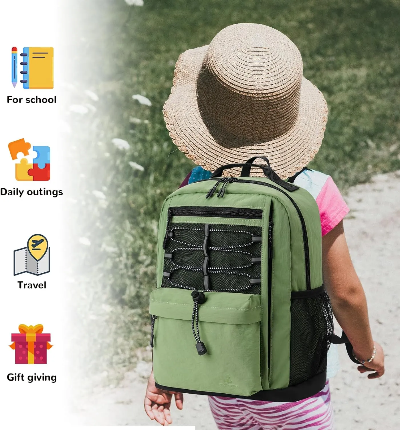 10L Small Size Casual Backpack for Kids Girls Boys Ages 3-9, Mini Waterproof Outdoor Sport Travel Hiking Camping Daypack (Light Yellow)