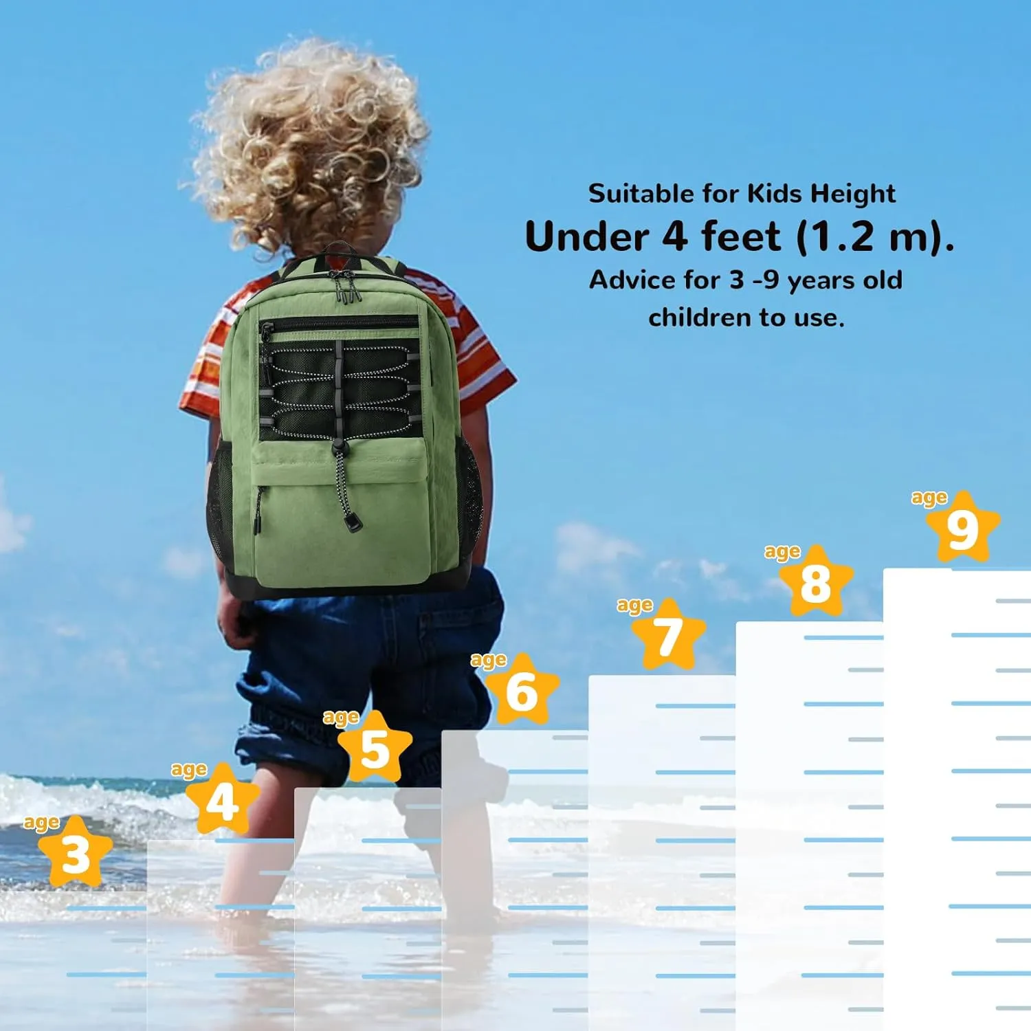 10L Small Size Casual Backpack for Kids Girls Boys Ages 3-9, Mini Waterproof Outdoor Sport Travel Hiking Camping Daypack (Light Yellow)
