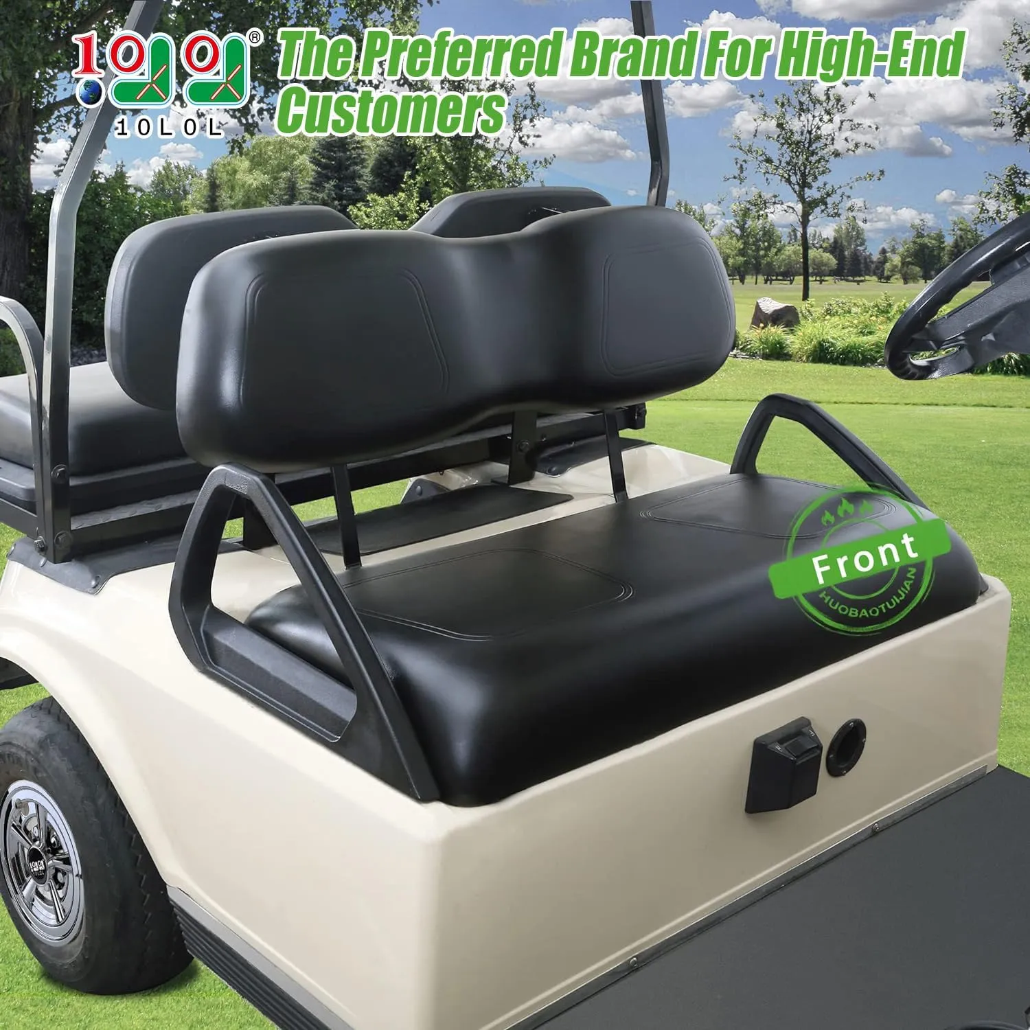 10L0L Front Seat Bottom & Backrest Assembly for Club Car DS 2000.5-up Golf Cart, Factory Style Replacement Cushions