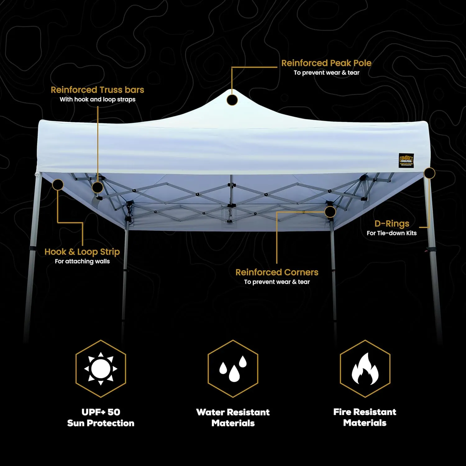 10x10 Heavy Duty Pop Up Canopy - EZ Up, Commercial Grade Aluminum Frame, 42” Folded Frame Height, UPF 50 , Adjustable Portable Tent for Beach, Events, Camping, Roller Bag (White)