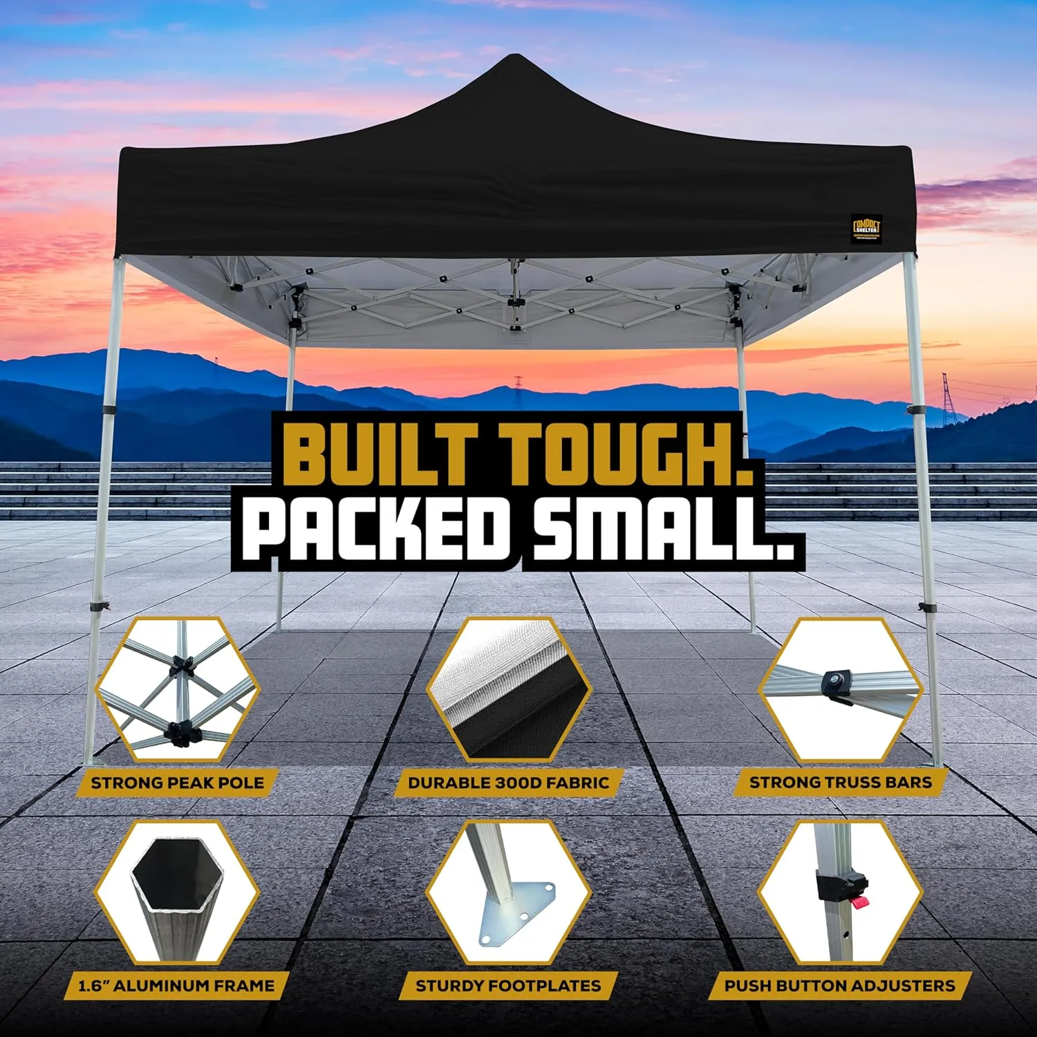 10x10 Heavy Duty Pop Up Canopy - EZ Up, Commercial Grade Aluminum Frame, 42” Folded Frame Height, UPF 50 , Adjustable Portable Tent for Beach, Events, Camping, Roller Bag (White)