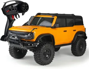 1/10 4WD Electric Charging RC Car Simulated Climbing All Terrain Remote Control Vehicles IPX4 Splash-Proof Brush RC Truck Adult Gift Toy RTR for Boys and Girls (Orange)