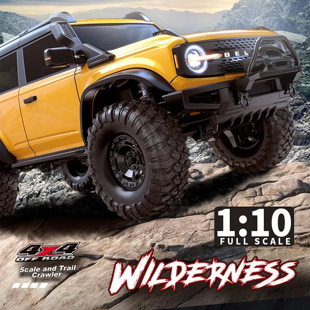 1/10 4WD Electric Charging RC Car Simulated Climbing All Terrain Remote Control Vehicles IPX4 Splash-Proof Brush RC Truck Adult Gift Toy RTR for Boys and Girls (Orange)