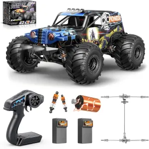 1/14 Brushless RC Cars for Adults, Max 42mph Oil Shock Absorber Electric 4WD High-Speed RC Car, Remote Control car for Adults RC Truck with Two 2S Lipo Batteries, Compatible with 3S Lipo