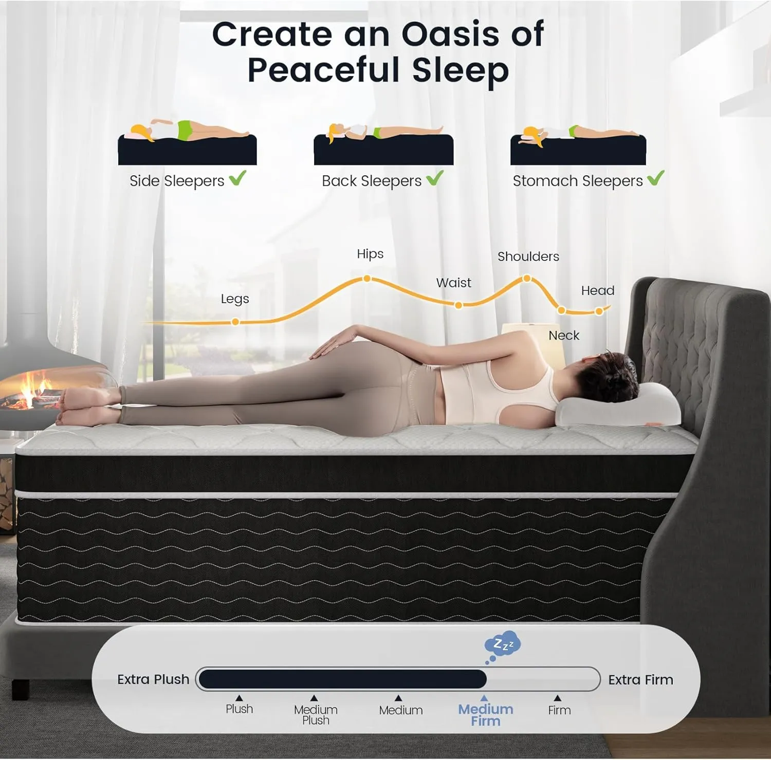 12 Inch King Size Mattress, Cooling and Breathable Hybrid Mattresses in a Box, Upgraded Support Medium Firm King Mattress with Gel Memory Foam and Pocket Springs, CertiPUR-US Certified