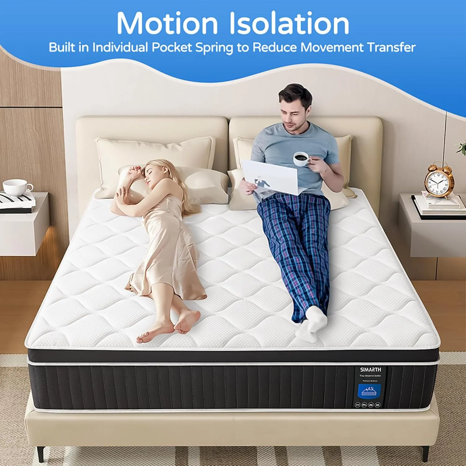 12 Inch Queen Size Mattress in a Box, Strengthen Gel Memory Foam Hybrid Queen Mattresses with Motion Isolation & Pressure Relief, Strong Edge Support, Medium Firm