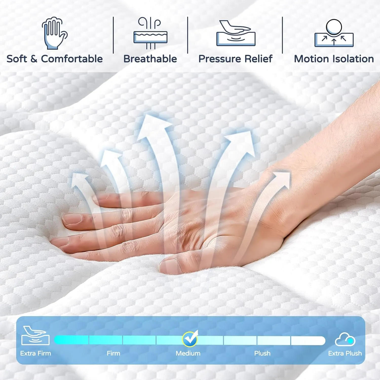 12 Inch Queen Size Mattress in a Box, Strengthen Gel Memory Foam Hybrid Queen Mattresses with Motion Isolation & Pressure Relief, Strong Edge Support, Medium Firm
