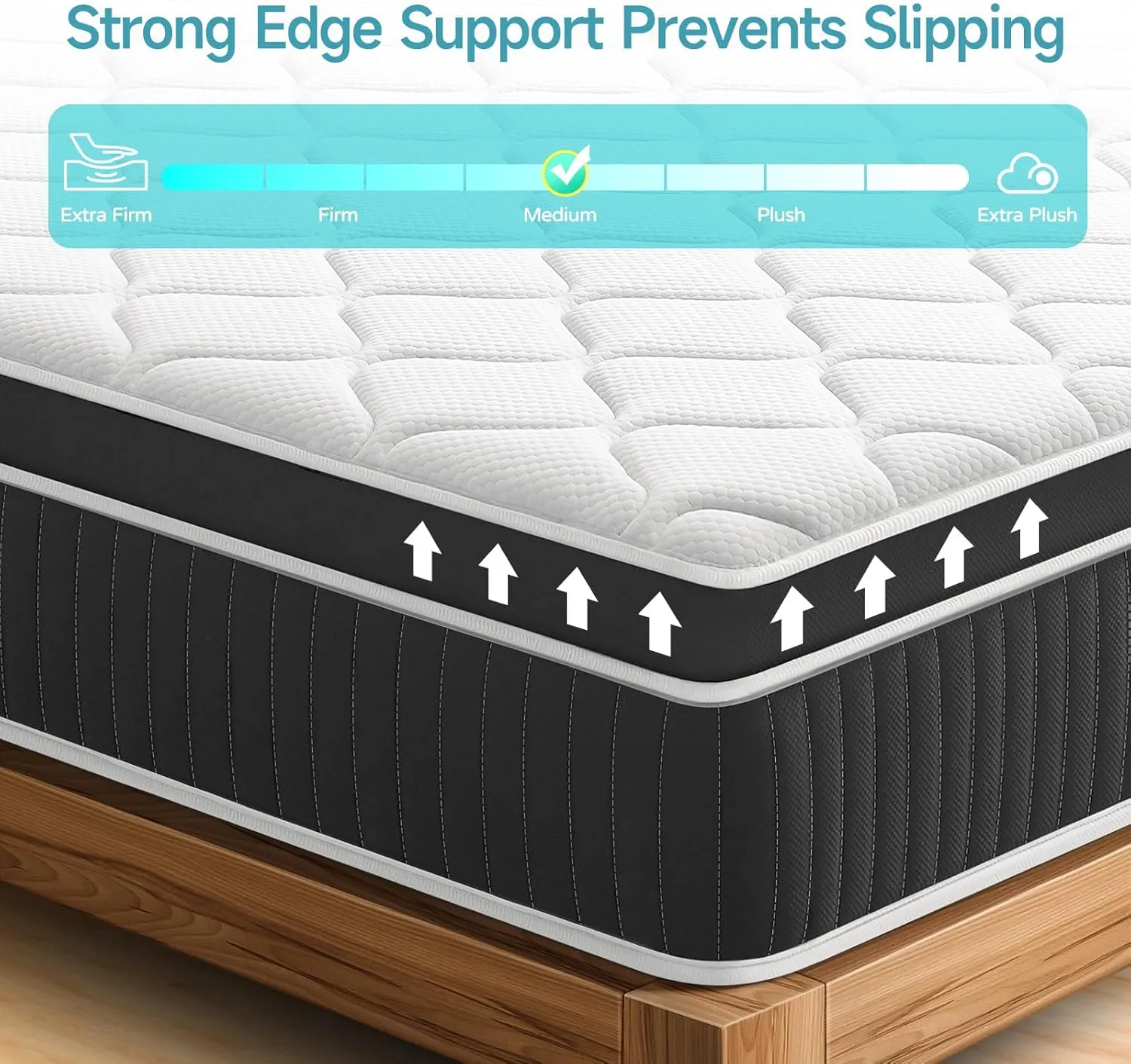 12 Inch Queen Size Mattress in a Box, Strengthen Gel Memory Foam Hybrid Queen Mattresses with Motion Isolation & Pressure Relief, Strong Edge Support, Medium Firm