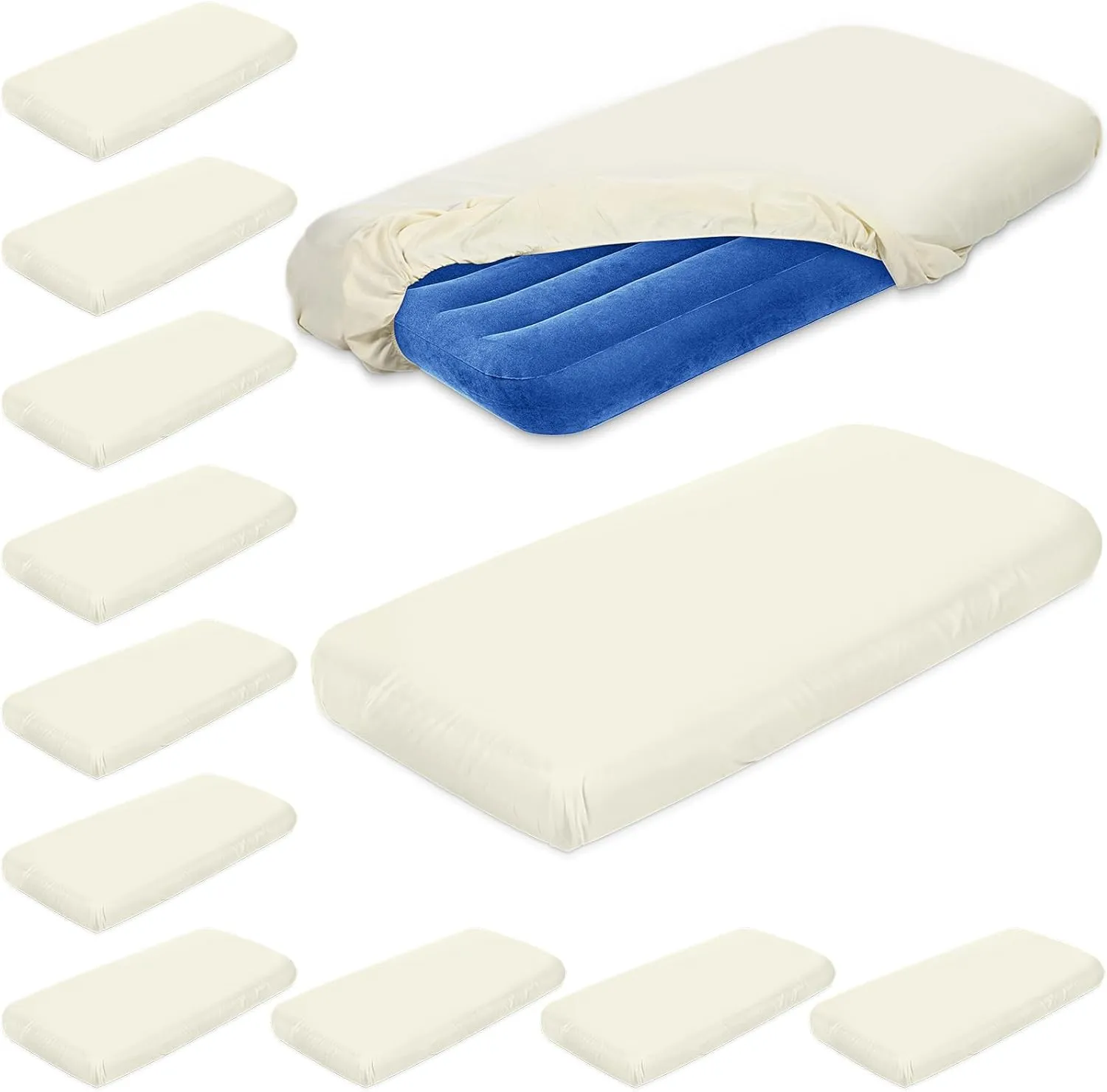 12 Pieces Kids Air Mattress Sheet Toddler Inflatable Airbed Fitted Sheets Compatible with Intex Cozy Kidz for Sleepover Party, Air Mattress Not Included