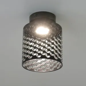 12V RV Pendant Ceiling Light, 12V RV Metallic Interior Light Fixture with On&Off Switch, 12Volt Flush Mount Ceiling Fixture with Metal Shade for Motorhome Camper Trailer (Diamond Pattern)