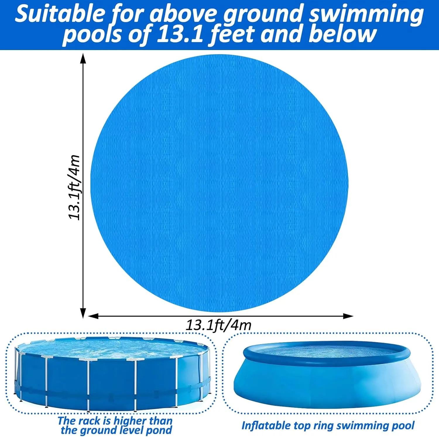 13.1Ft Round Pool Ground Cloths Swimming Pool Ground Cloth,Round Pool Liner Pad for 12ft Above Ground Swimming Pool,Heavy Duty Pool Ground Mat Protector to Prevent Puncture Pool Ground Tarp