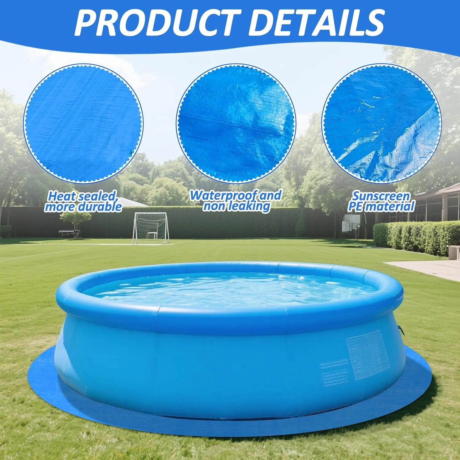13.1Ft Round Pool Ground Cloths Swimming Pool Ground Cloth,Round Pool Liner Pad for 12ft Above Ground Swimming Pool,Heavy Duty Pool Ground Mat Protector to Prevent Puncture Pool Ground Tarp
