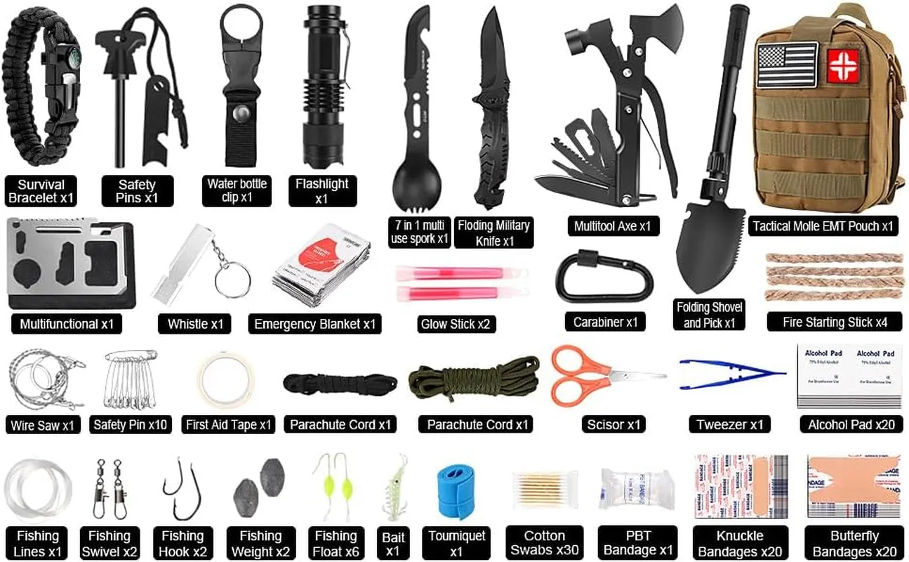 (142-Piece) Survival & First Aid Gear for Camping Adventures