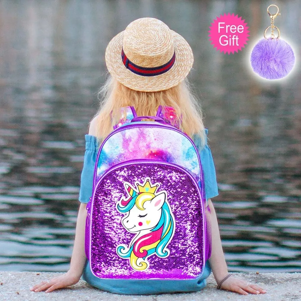 16" Backpack for Girls Boys 4-8, 3Pcs Kids Bookbag Set with Lunch Box, School Bag for Preschool Kindergarten