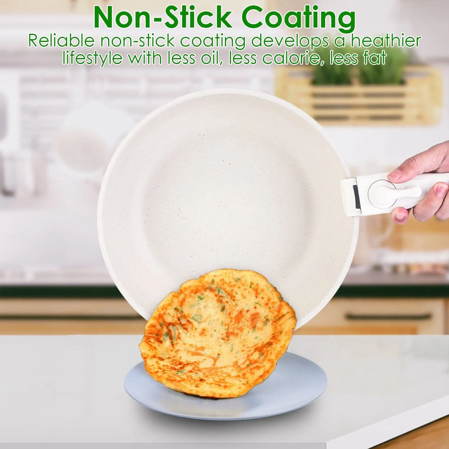 17-Pieces: Nonstick Cookware Set Induction Kitchen Pots and Pans