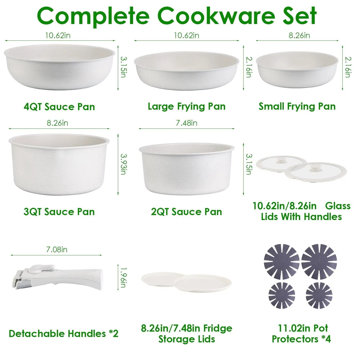 17-Pieces: Nonstick Cookware Set Induction Kitchen Pots and Pans