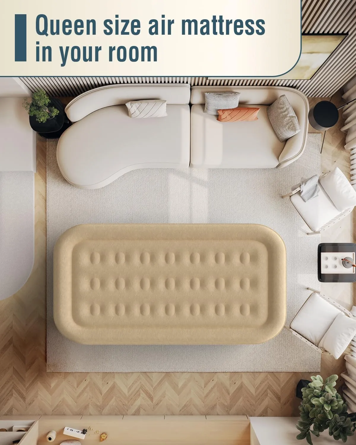 18 Inches Twin Air Mattress for Camping & Guest, Antileak Blow Up Mattress with Soft Flocked Top, Portable & Foldable Air Mattress Twin with Built in Pump, Waterproof Inflatable Mattress