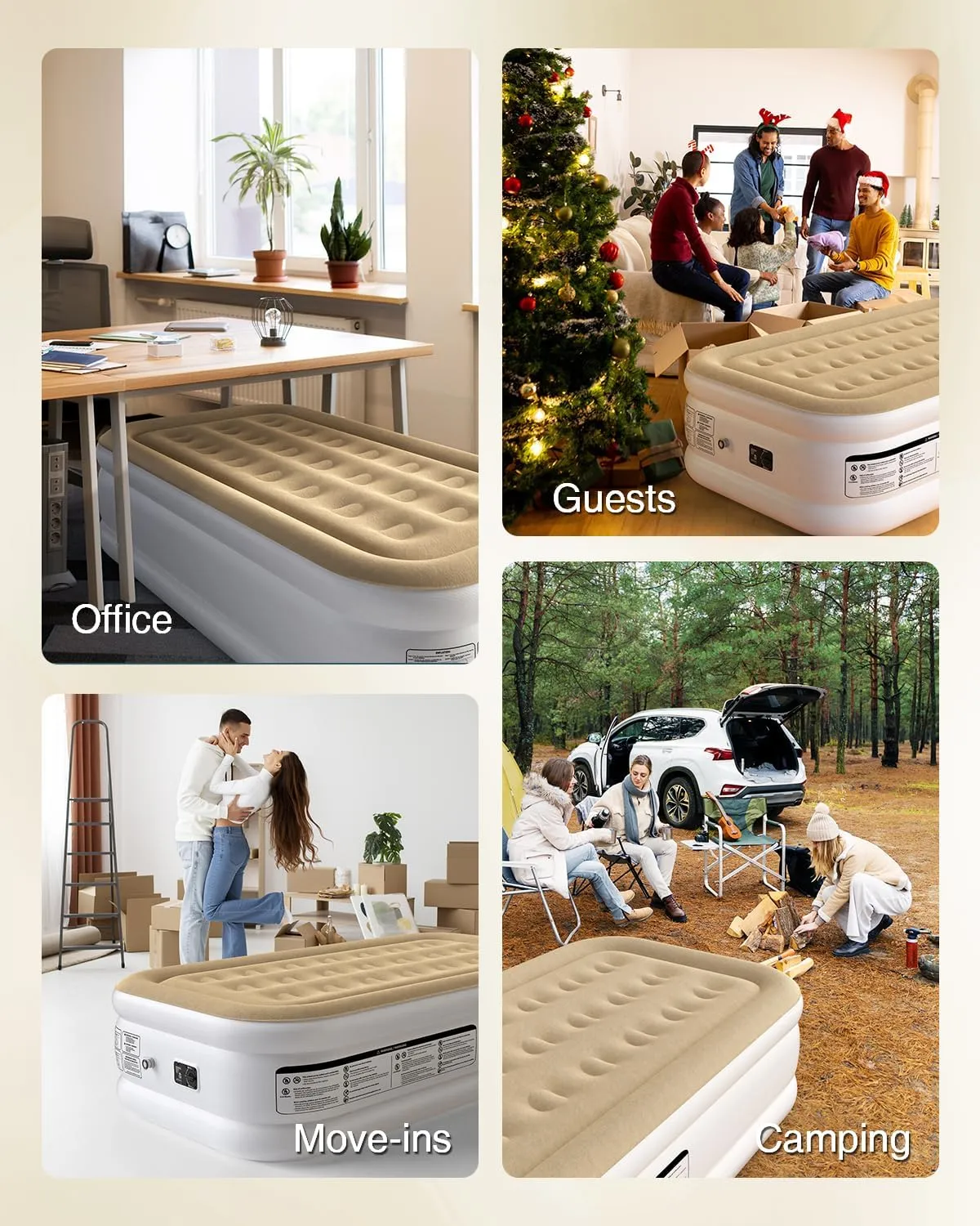 18 Inches Twin Air Mattress for Camping & Guest, Antileak Blow Up Mattress with Soft Flocked Top, Portable & Foldable Air Mattress Twin with Built in Pump, Waterproof Inflatable Mattress