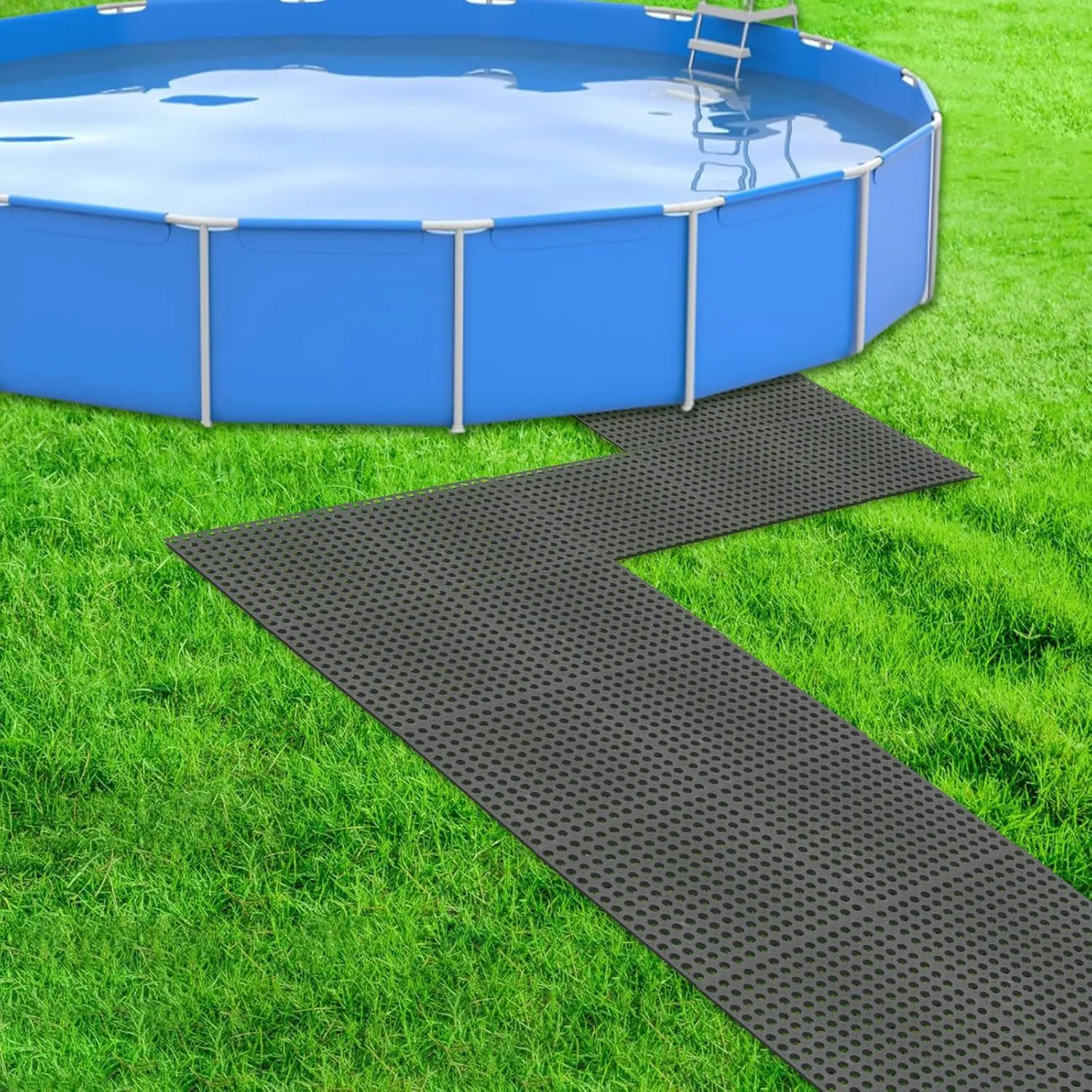 18 Pcs Pool Floor Protector Mat - Non-Slip Waterproof Cushion Floor Tile Drain Mat Durable Spa Pool Accessories Above Ground Pools Pathways Walkways for Protecting Pools Spas Lawns, Grey
