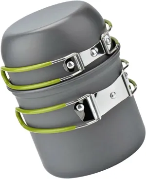 1set Outdoor Cooking Set Portable Non-Stick Pan for People Complete Camping Cookware Cup Spoon Knife Fork Accessories for Backpacking and Picnics Grey