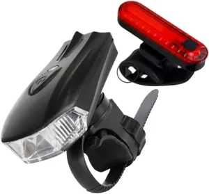 1set Portable Bike Light Kit USB Rechargeable Front Headlight Rear Lamp Construction for Night Safety Essential Outdoor Cycling Supplies