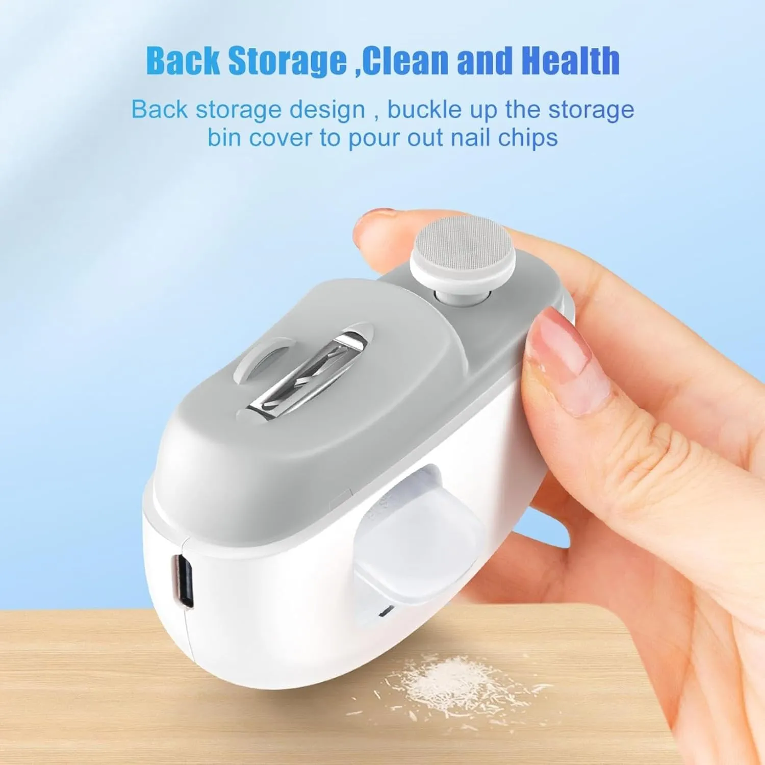 2 in 1 Electric Automatic Nail Clippers, Safe and Convenient Nail Trimmer, Electric Nail Clipper, Rechargeable Automatic Nail Clipper with Polishing for Baby, Kids, Adults, Seniors (A)