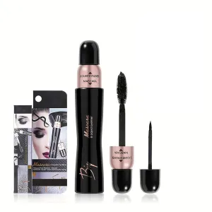 2 IN 1 Mascara and Liquid Eyeliner Set, Volume and Long-lasting Waterproof Mascara, Matte Black Liquid Eyeliner, Mascara Eyeliner Eye Makeup Kit For Women Girls