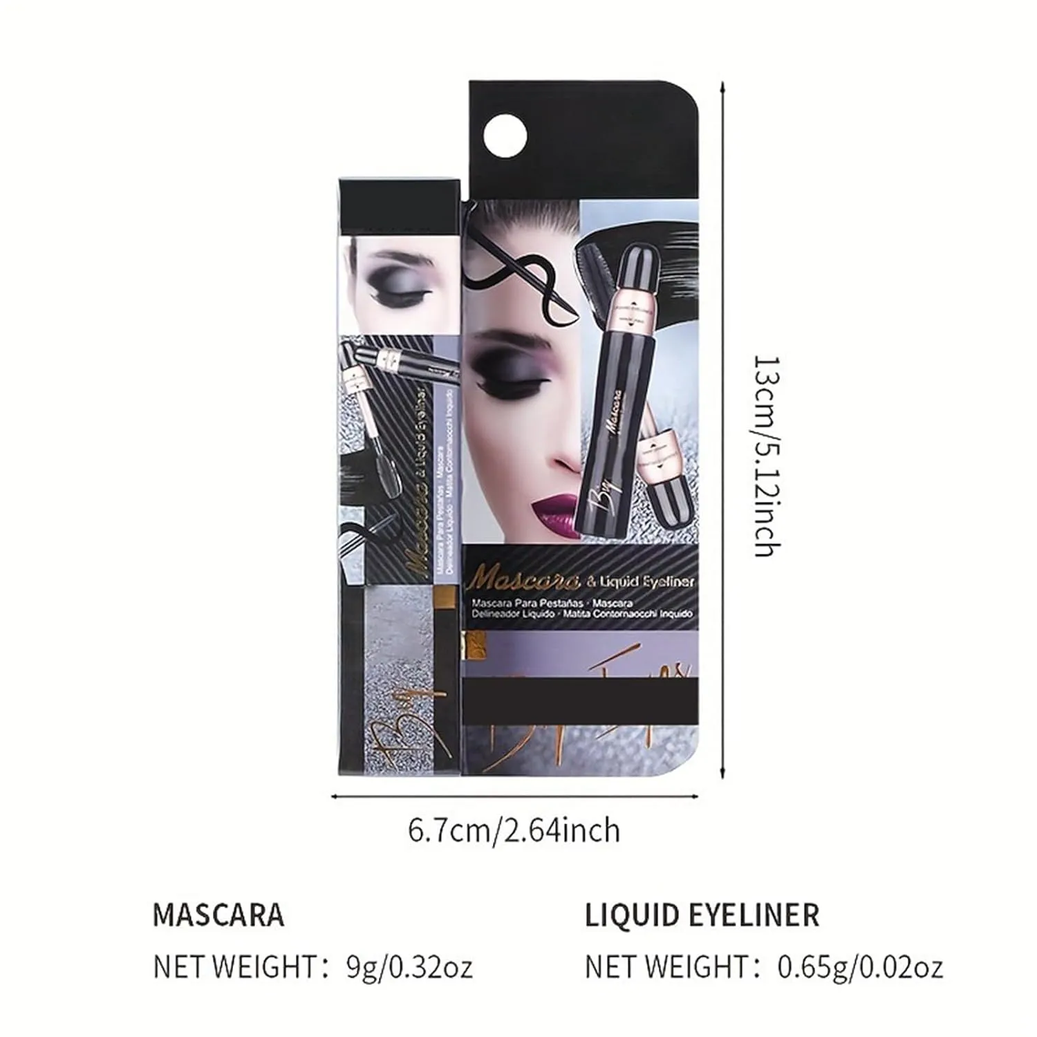2 IN 1 Mascara and Liquid Eyeliner Set, Volume and Long-lasting Waterproof Mascara, Matte Black Liquid Eyeliner, Mascara Eyeliner Eye Makeup Kit For Women Girls