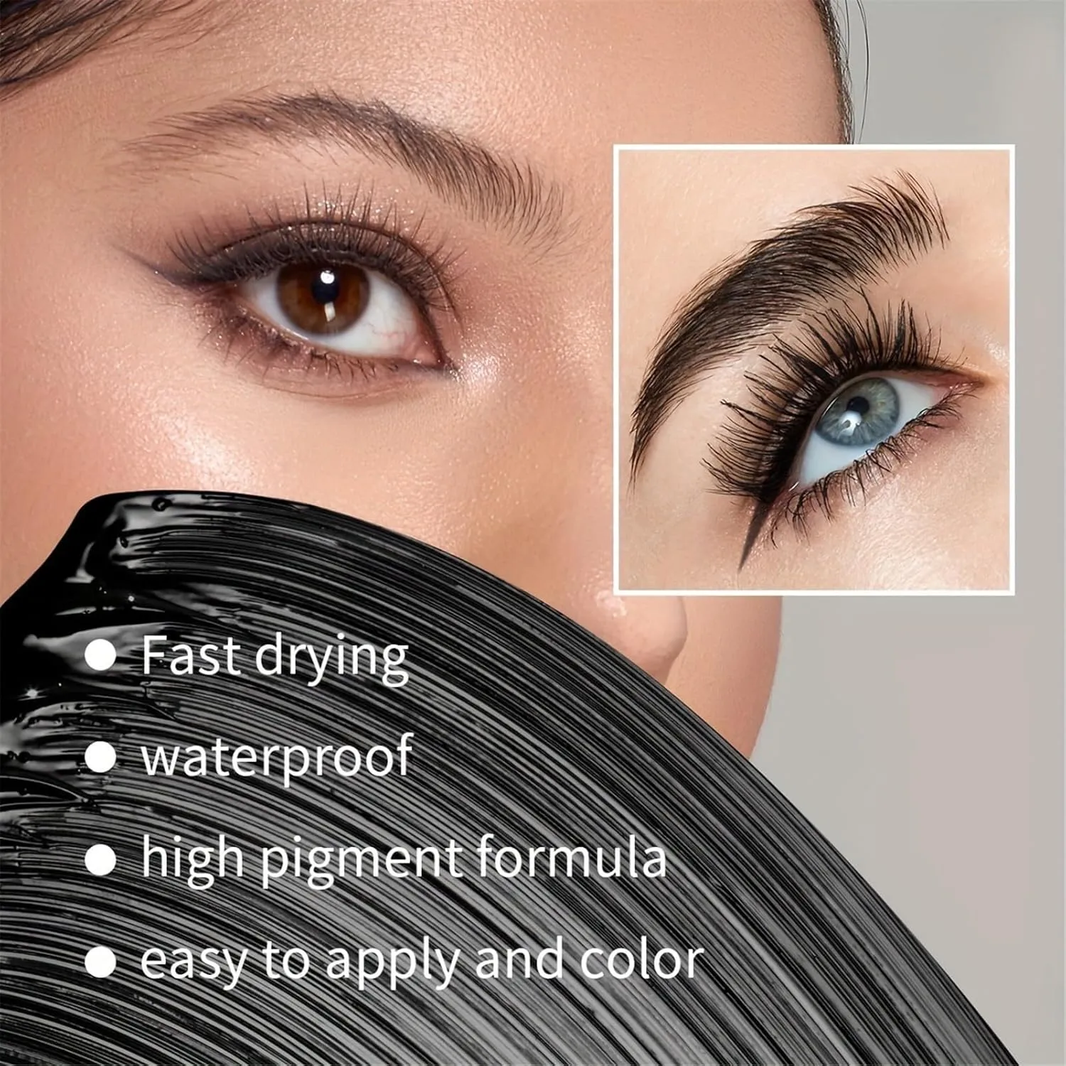 2 IN 1 Mascara and Liquid Eyeliner Set, Volume and Long-lasting Waterproof Mascara, Matte Black Liquid Eyeliner, Mascara Eyeliner Eye Makeup Kit For Women Girls