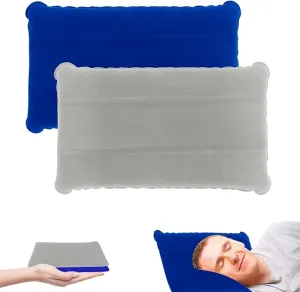 2 Pack Ultralight Inflatable Camping Pillows for Sleeping & Travel, Camp Pillow Backpacking for Sleeping, Inflatable Beach Ergonomic Pillows for Camping Hiking Home Sleeping (Blue Gray)