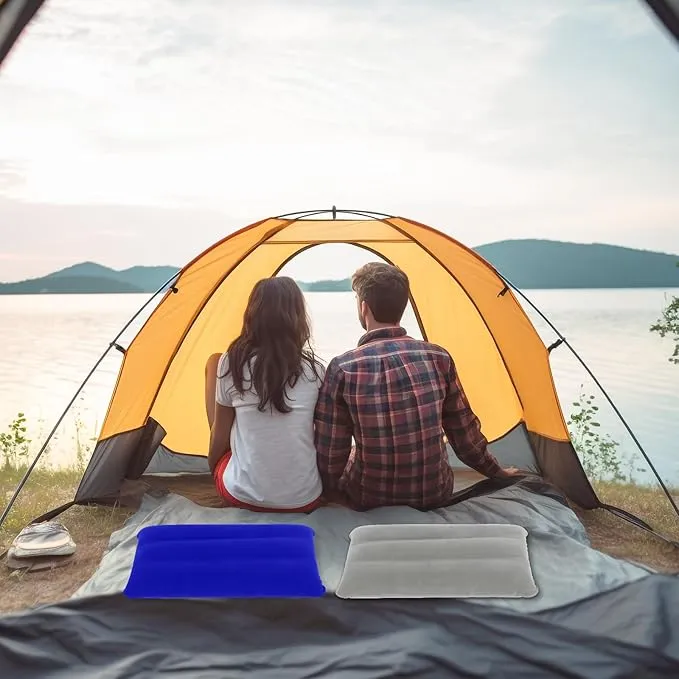 2 Pack Ultralight Inflatable Camping Pillows for Sleeping & Travel, Camp Pillow Backpacking for Sleeping, Inflatable Beach Ergonomic Pillows for Camping Hiking Home Sleeping (Blue Gray)