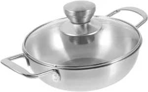 20cm Portable Outdoor Pot Mini Hot Pot Stainless Steel Wok Lid Easy to Clean Heat Resistant Household Cooking Accessory