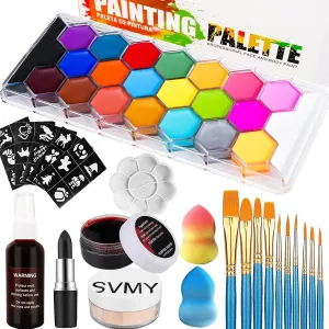 22 Color Face & Body Paint Palette, Halloween Makeup, Professional Face Painting Kit, Ideal for Cosplay, Party, SFX, Arty Stage Makeup