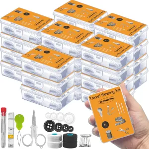 24 Pack Mini Travel Sewing Kits Bulk Small Emergency Sewing Kits Outdoor Survival Military Sewing Kits with Case for Wedding Operation Christmas Shoebox Stocking Stuffer Gift