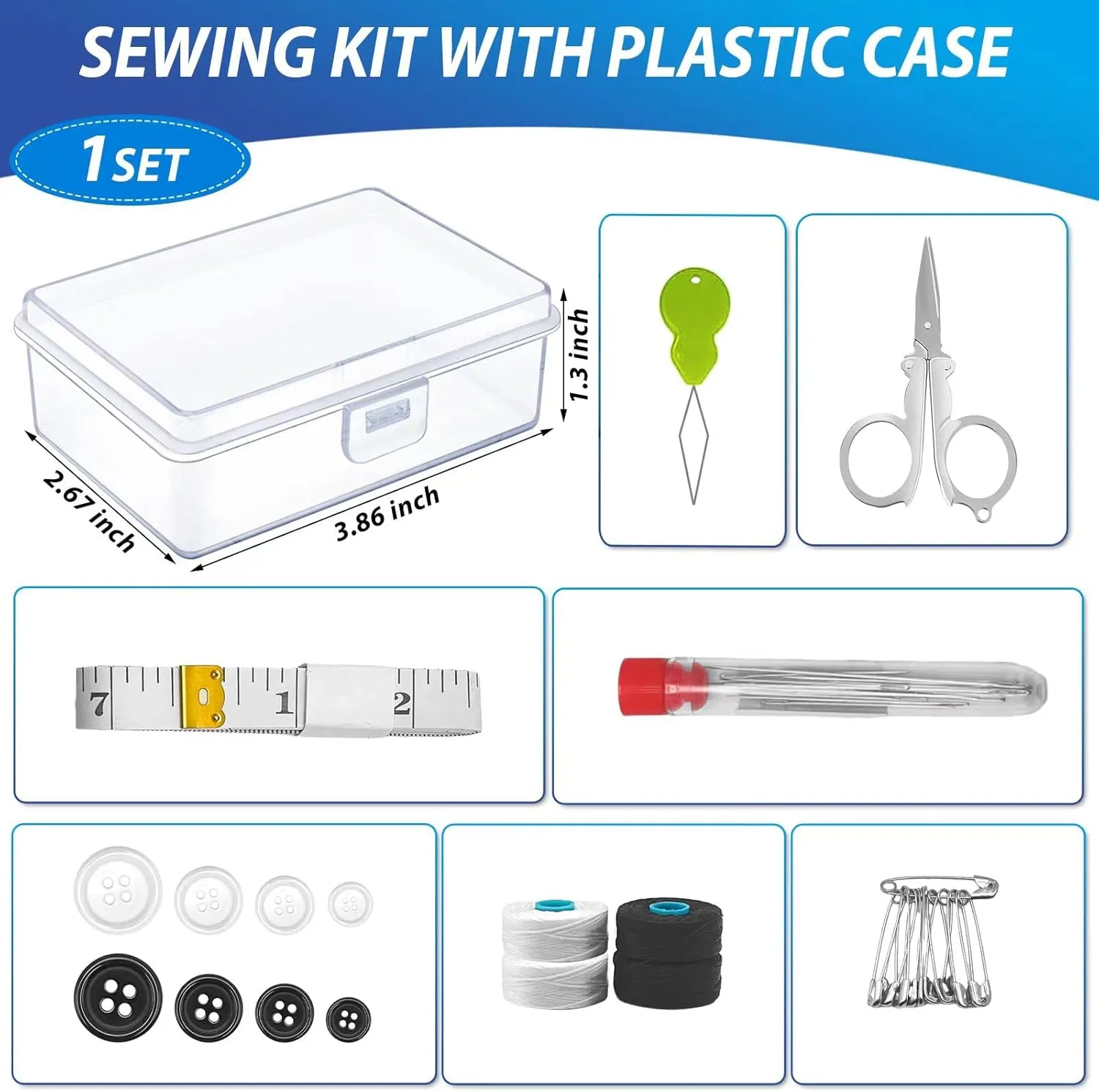 24 Pack Mini Travel Sewing Kits Bulk Small Emergency Sewing Kits Outdoor Survival Military Sewing Kits with Case for Wedding Operation Christmas Shoebox Stocking Stuffer Gift