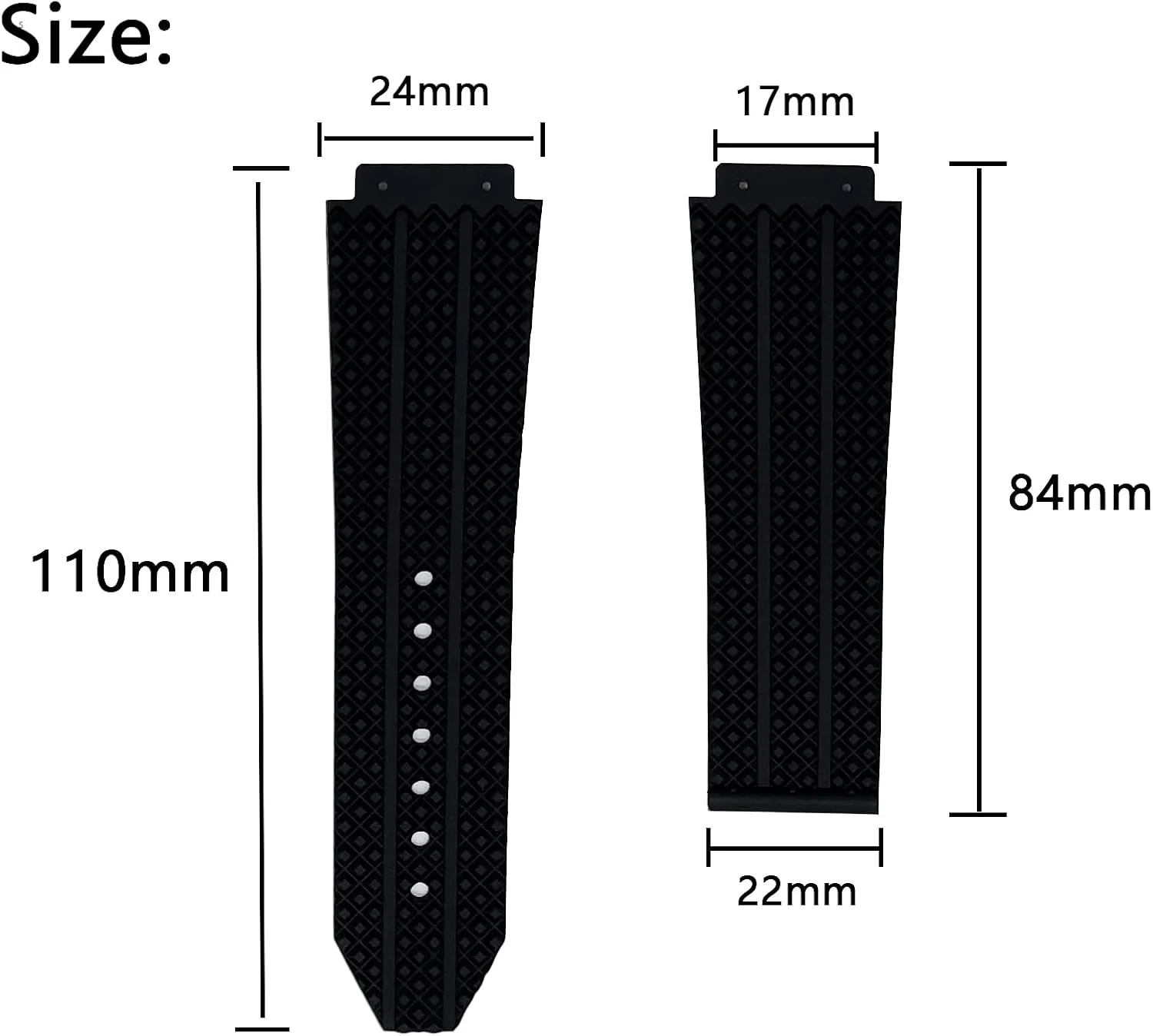 24mm Rubber Watch Band Replacement Strap Waterproof with Tool for Hublot Big Bang