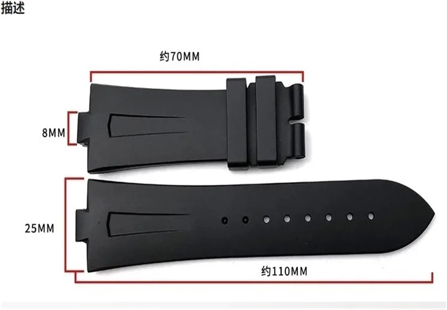 25mm Black Blue Soft Rubber Silicone Watch Band Strap Watchband Wristband Folding Buckle