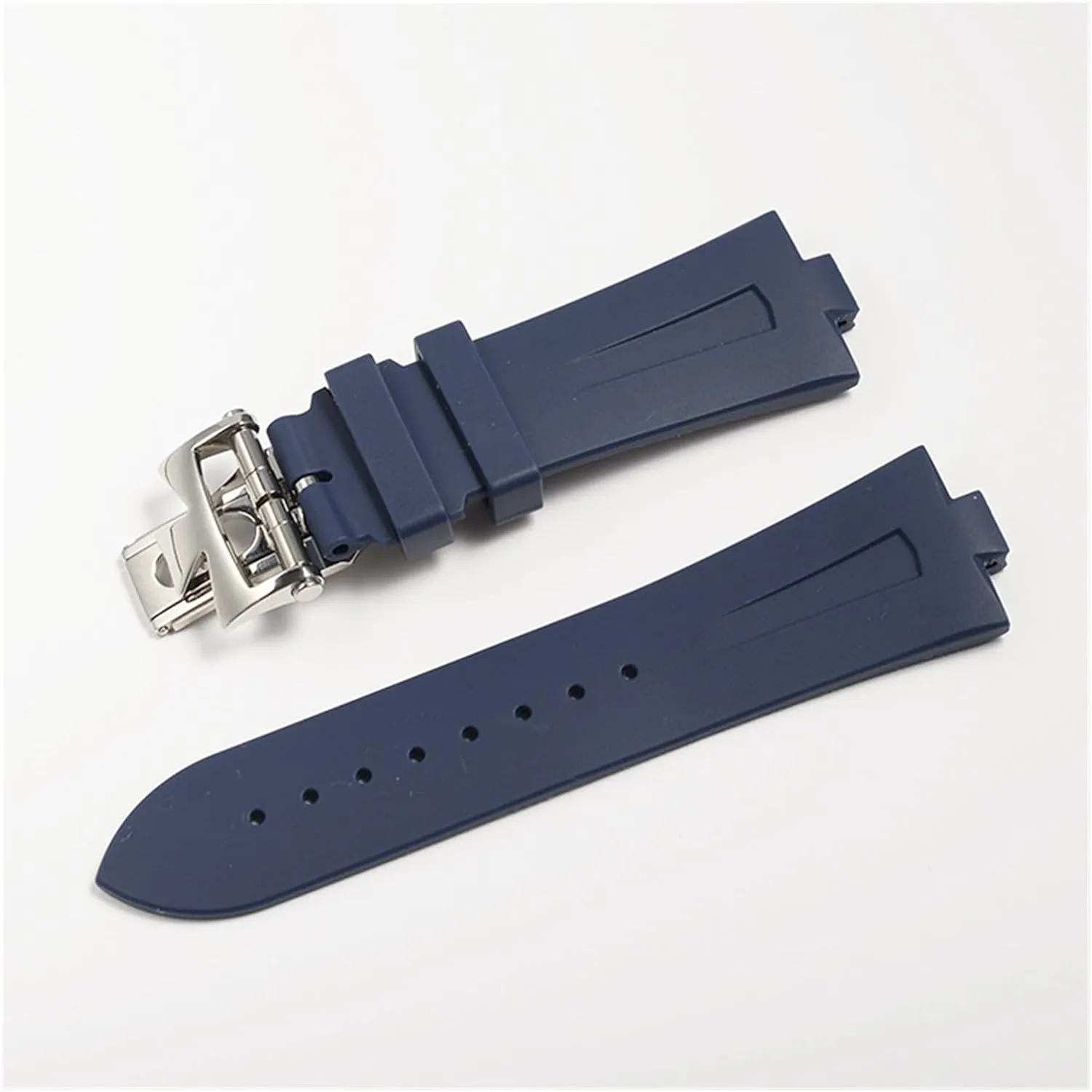 25mm Black Blue Soft Rubber Silicone Watch Band Strap Watchband Wristband Folding Buckle