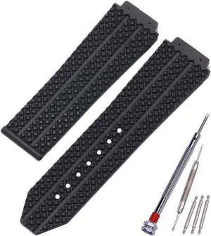 25mm x 19mm Big Bang Rubber Strap Compatible with Hublot Big Bang Silicone Diamond grain texture Replacement Watch Band