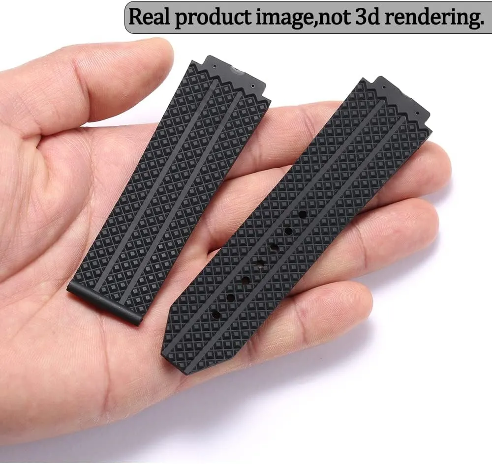 25mm x 19mm Big Bang Rubber Strap Compatible with Hublot Big Bang Silicone Diamond grain texture Replacement Watch Band