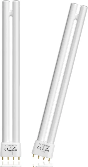 2G11 Base PL24-C 24W Replacement for OttLite Fluorescent Light Bulb, 12.7 Inch 4000K Nautral White PLL 24W 4 Pin CFL Plug-in 2G11 Bulbs, T5 Double Tube Fluorescent Light, Dimmable (2-Pack)