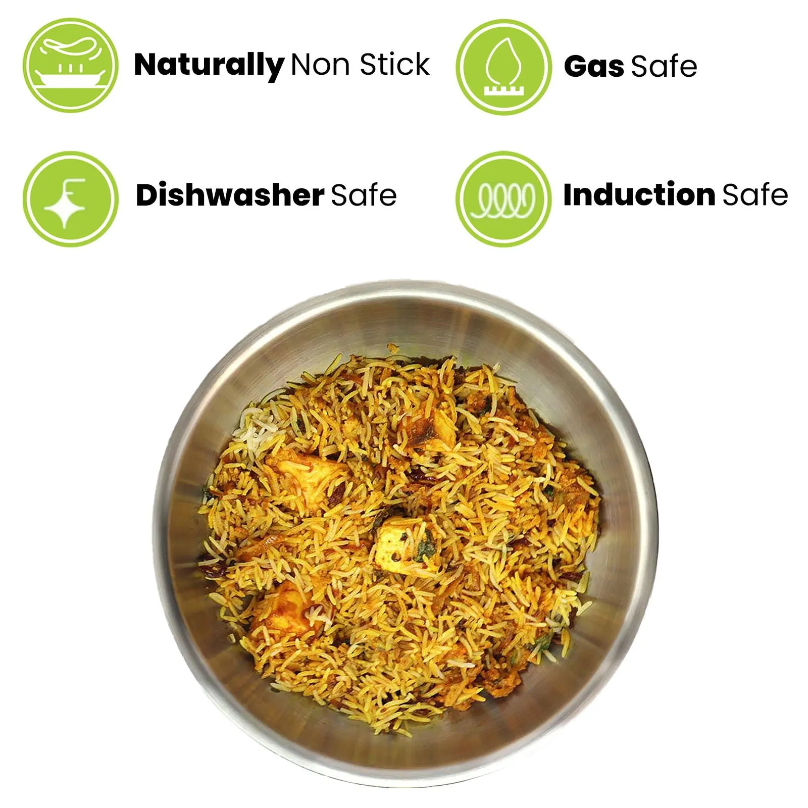 2L Allo CookSafe TriPly Tasla | Stainless Steel | Induction Friendly | Naturally Non-stick | 22cm