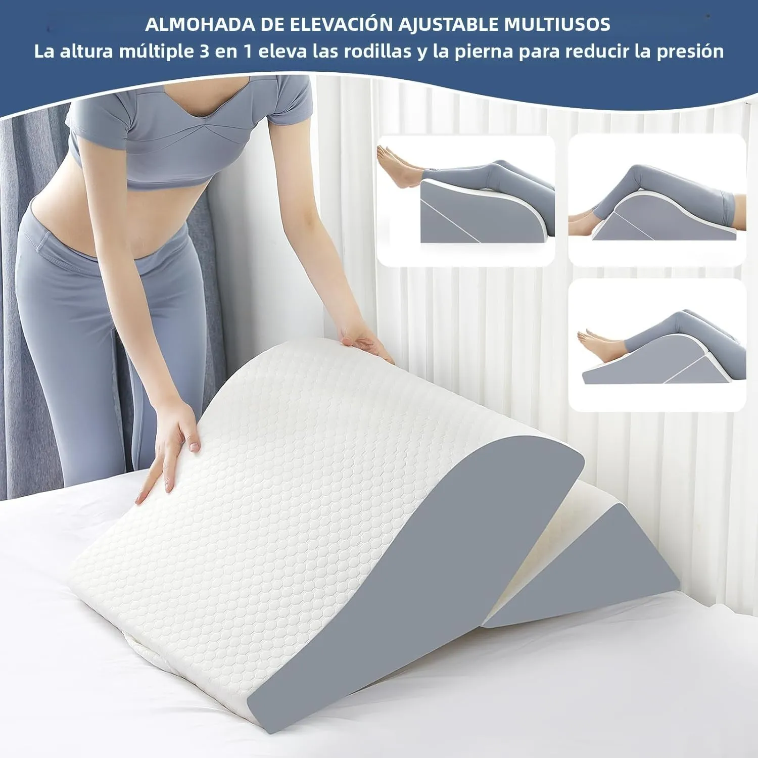 2PCS Leg Elevation Wedge Pillows for Sleeping, Leg Wedge Pillow After Knee Replacement Post Surgery, Leg Wedges for Elevation for Swelling, Circulation, Adjustable 3-in-1 Height Foam Pillow Wedge