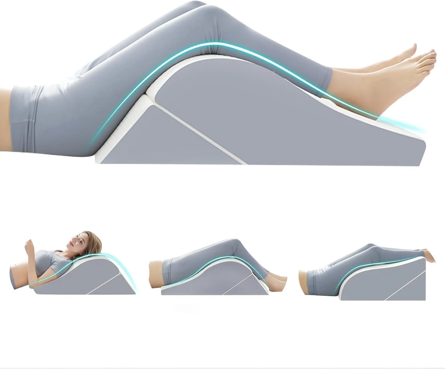 2PCS Leg Elevation Wedge Pillows for Sleeping, Leg Wedge Pillow After Knee Replacement Post Surgery, Leg Wedges for Elevation for Swelling, Circulation, Adjustable 3-in-1 Height Foam Pillow Wedge