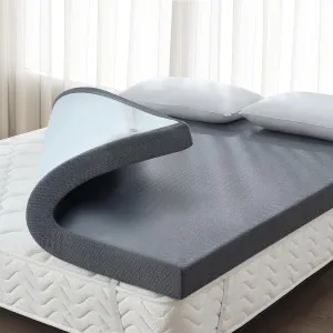 3 Inch Twin Memory Foam Mattress Topper, Cooling Gel Bed Topper with Premium Removable Skin-Friendly Non-Slip Cover, High Density Ventilated Mattress Pad CertiPUR-US & Oeko-Tex Certified, Grey