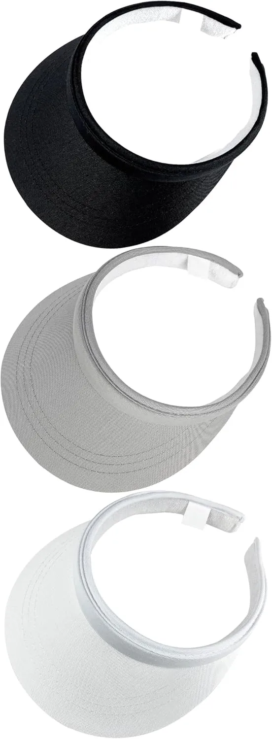 3 Pack Sports Sun Visor Hat Women Men Adjustable Clip On Visors Outdoor Golf Beach Cap