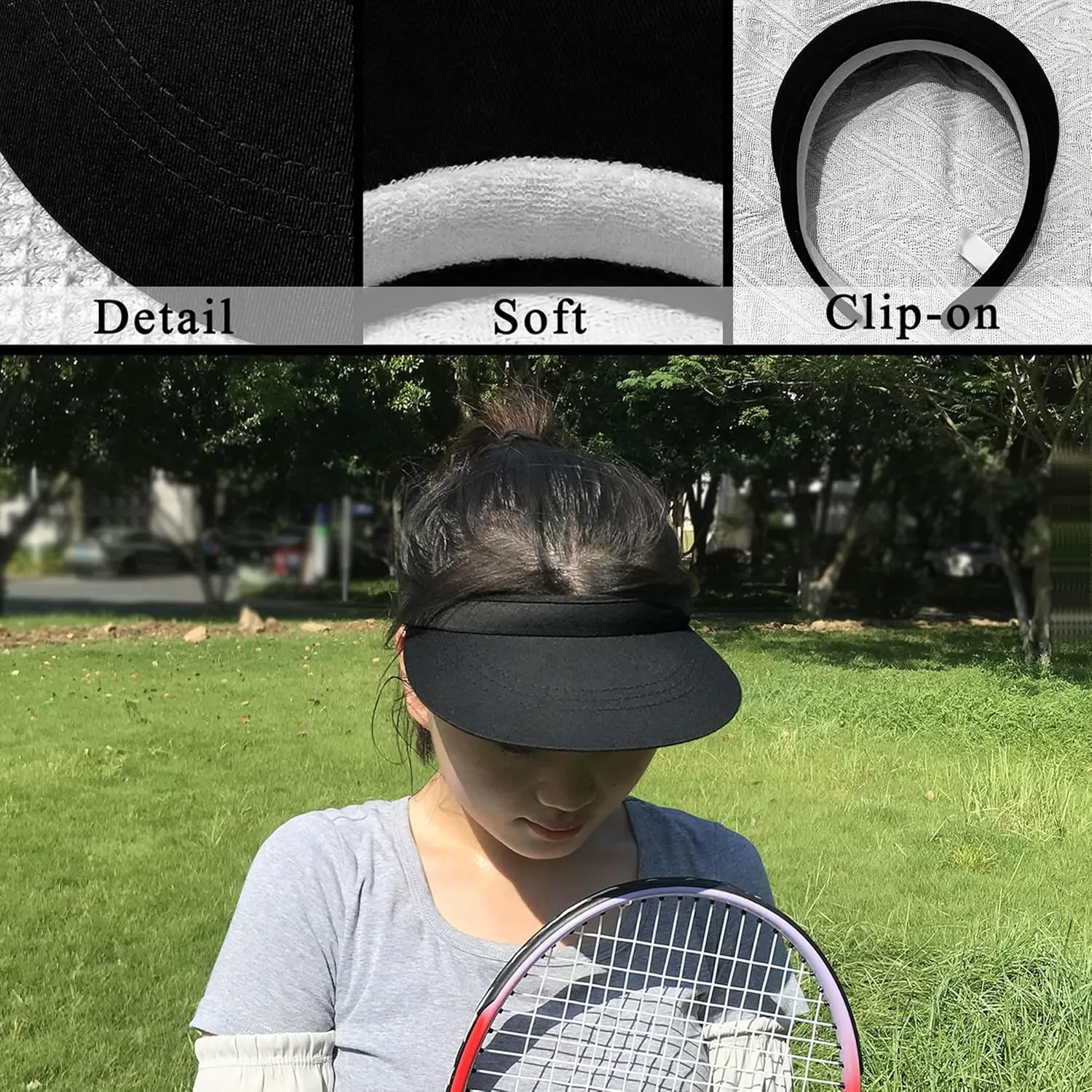 3 Pack Sports Sun Visor Hat Women Men Adjustable Clip On Visors Outdoor Golf Beach Cap